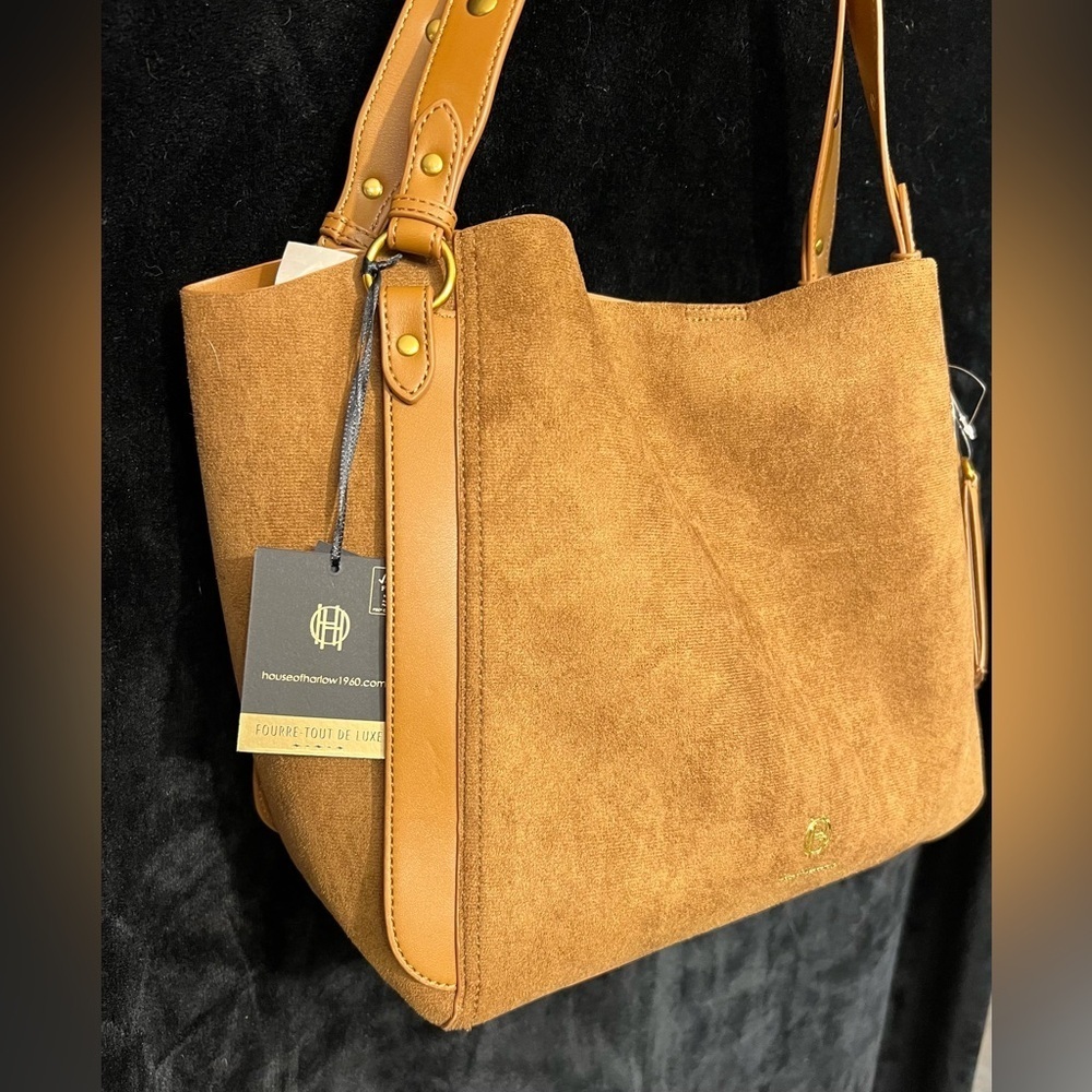 🤎🤎House of Harlow 1960 stunning Brown Faux Suede large Luxe Tote🤎🤎NWT - Picture 7 of 14